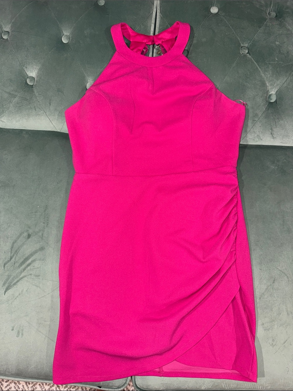 Sincerely Jules Hot Pink Halter Mini Cocktail Dress